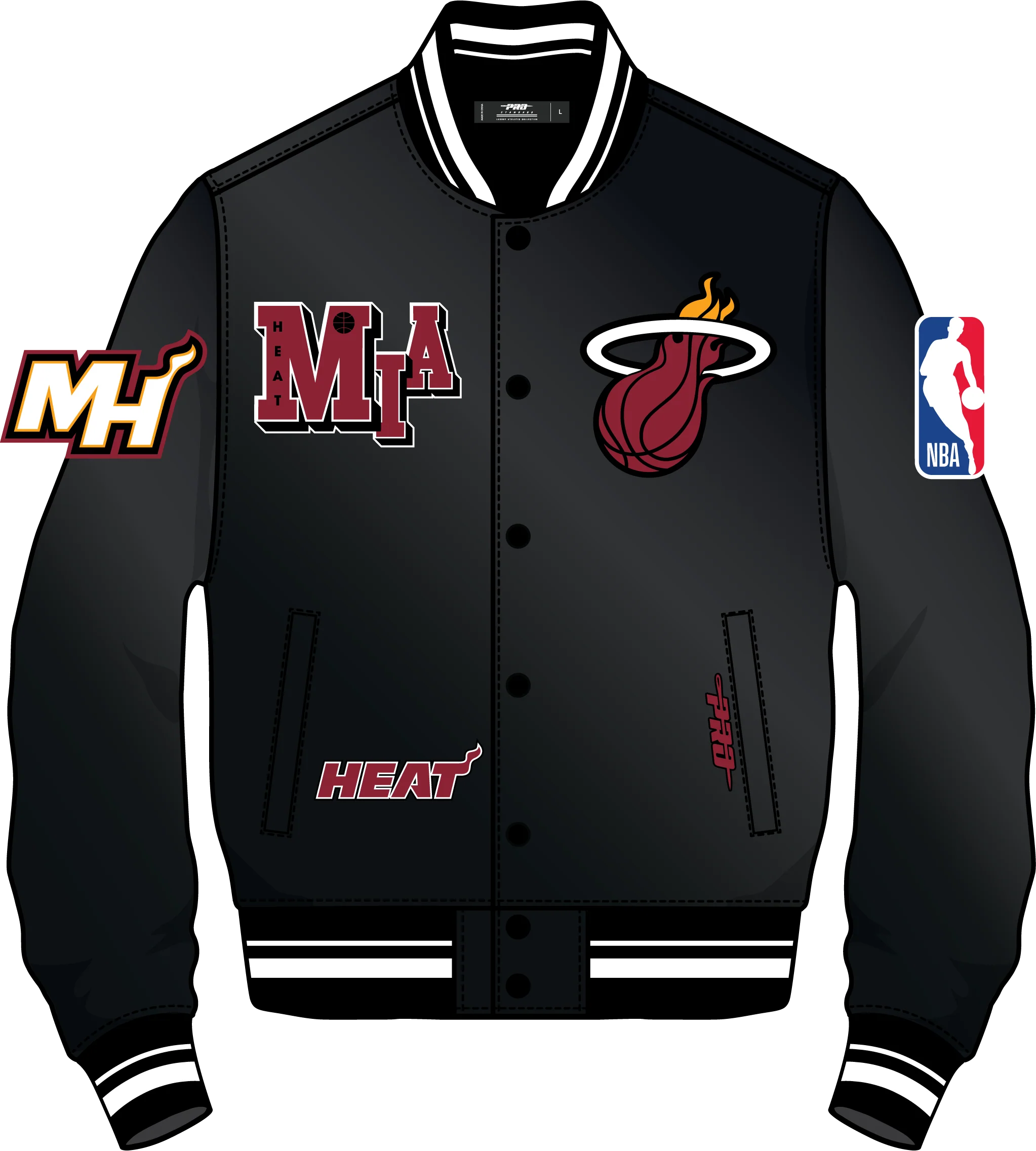 NBA MIAMI HEAT BEST OF MEN'S RIB SATIN JACKET (BLACK) - Image 15