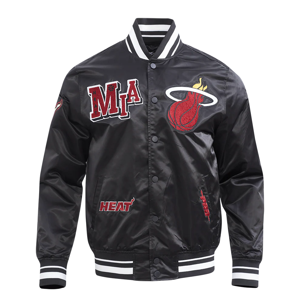 NBA MIAMI HEAT BEST OF MEN'S RIB SATIN JACKET (BLACK) - Image 3