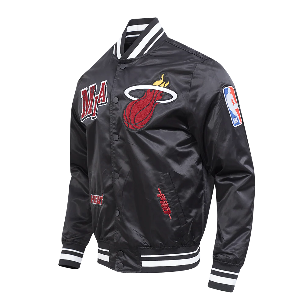 NBA MIAMI HEAT BEST OF MEN'S RIB SATIN JACKET (BLACK) - Image 4