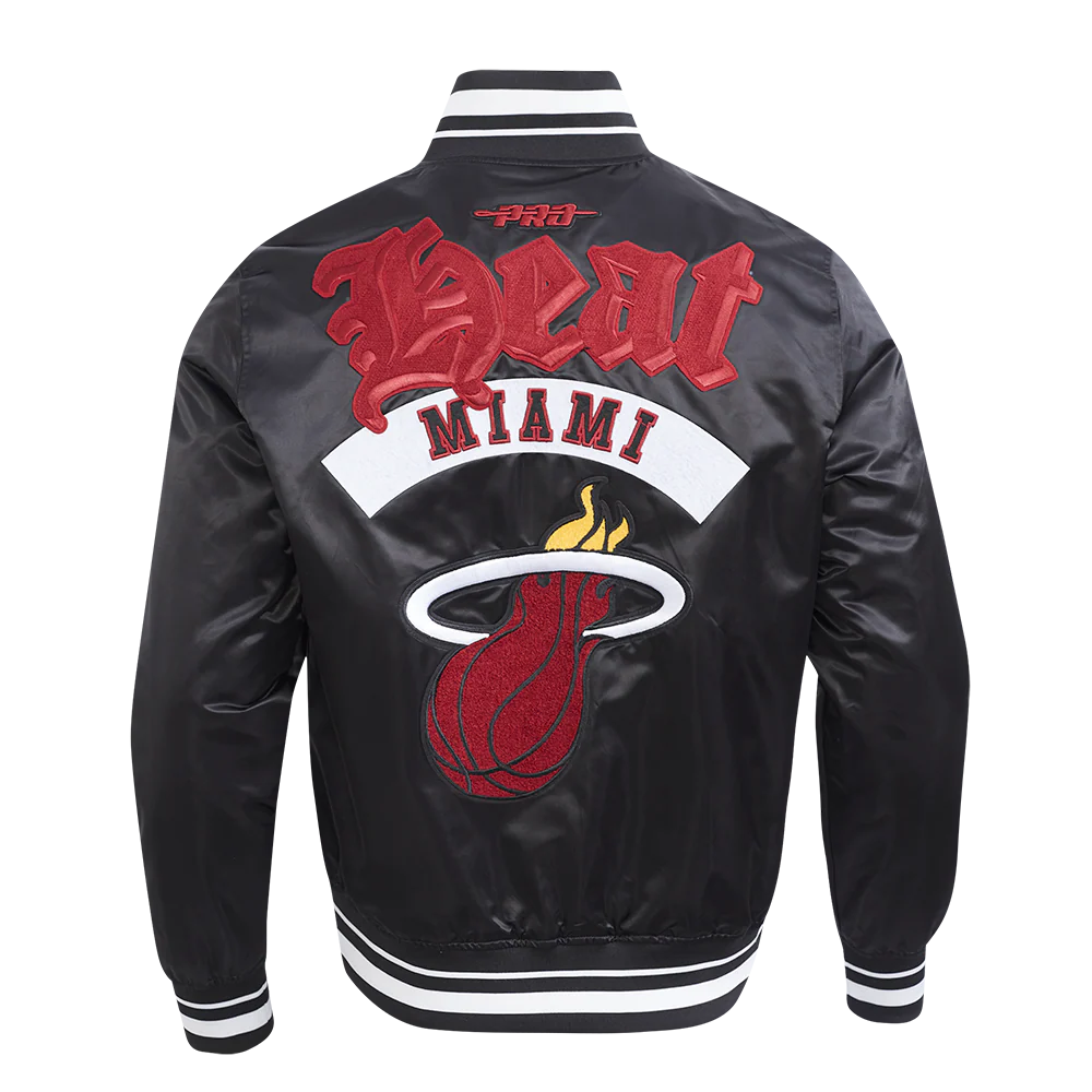NBA MIAMI HEAT BEST OF MEN'S RIB SATIN JACKET (BLACK) - Image 7