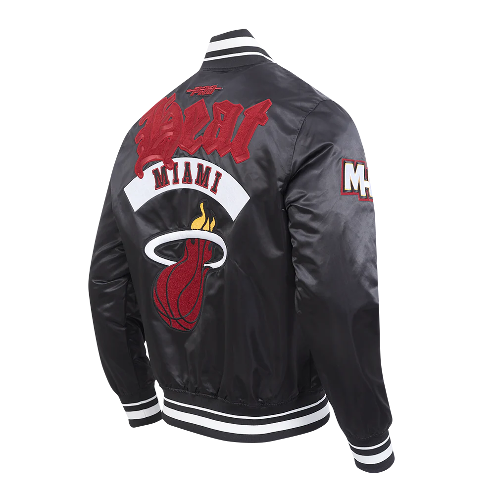 NBA MIAMI HEAT BEST OF MEN'S RIB SATIN JACKET (BLACK) - Image 8
