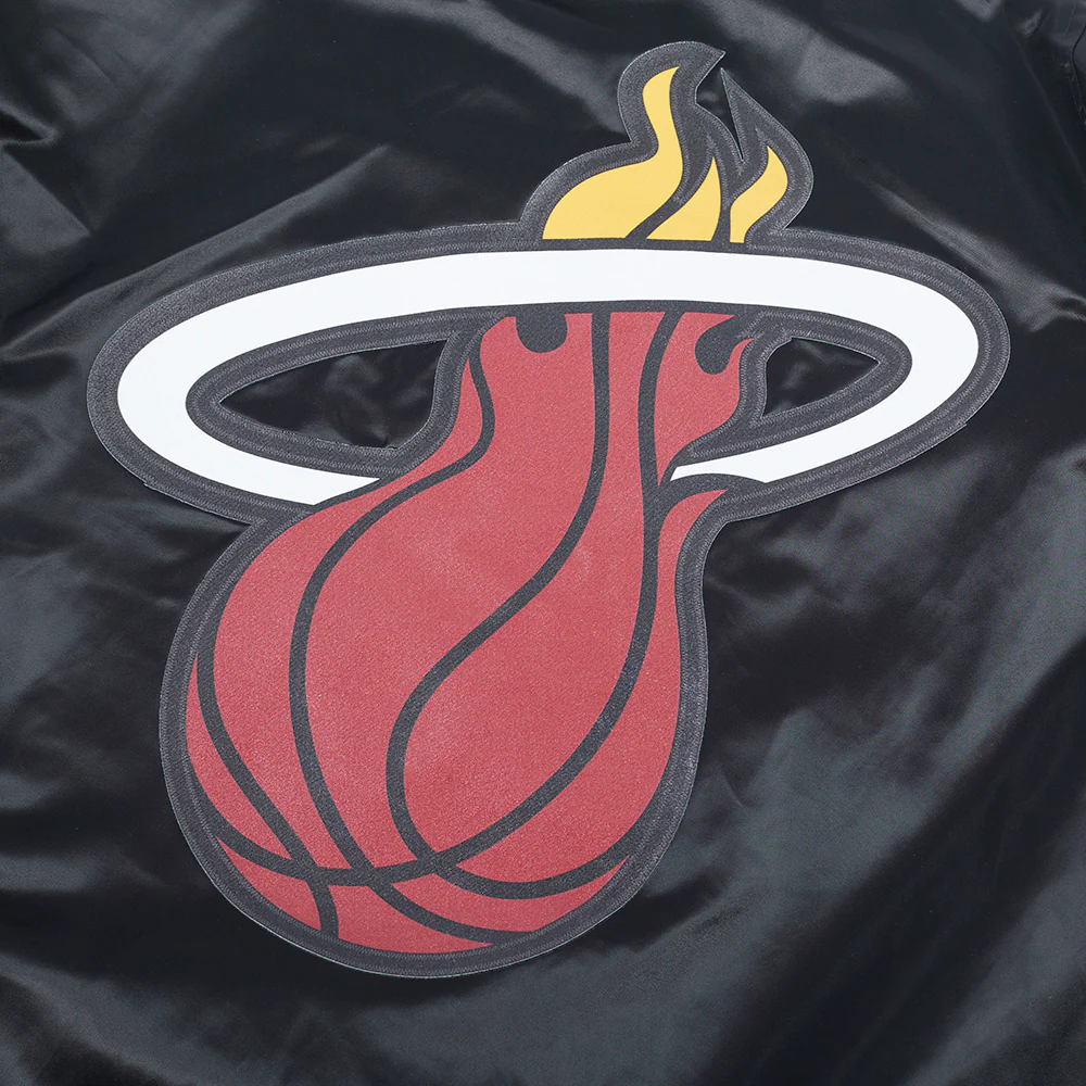 NBA MIAMI HEAT BIG LOGO MEN'S SATIN JACKET (BLACK) - Image 10