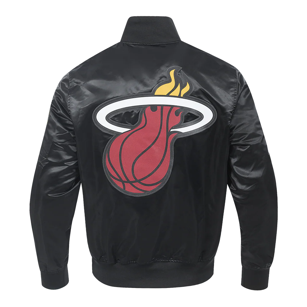 NBA MIAMI HEAT BIG LOGO MEN'S SATIN JACKET (BLACK) - Image 5
