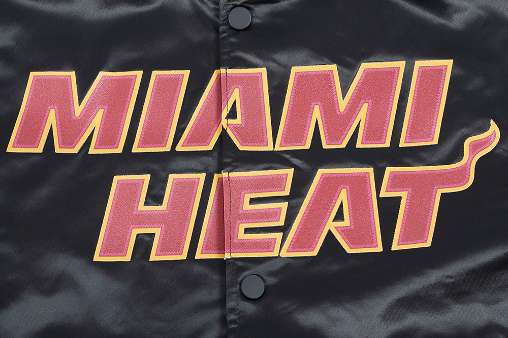 NBA MIAMI HEAT BIG LOGO MEN'S SATIN JACKET (BLACK) - Image 7