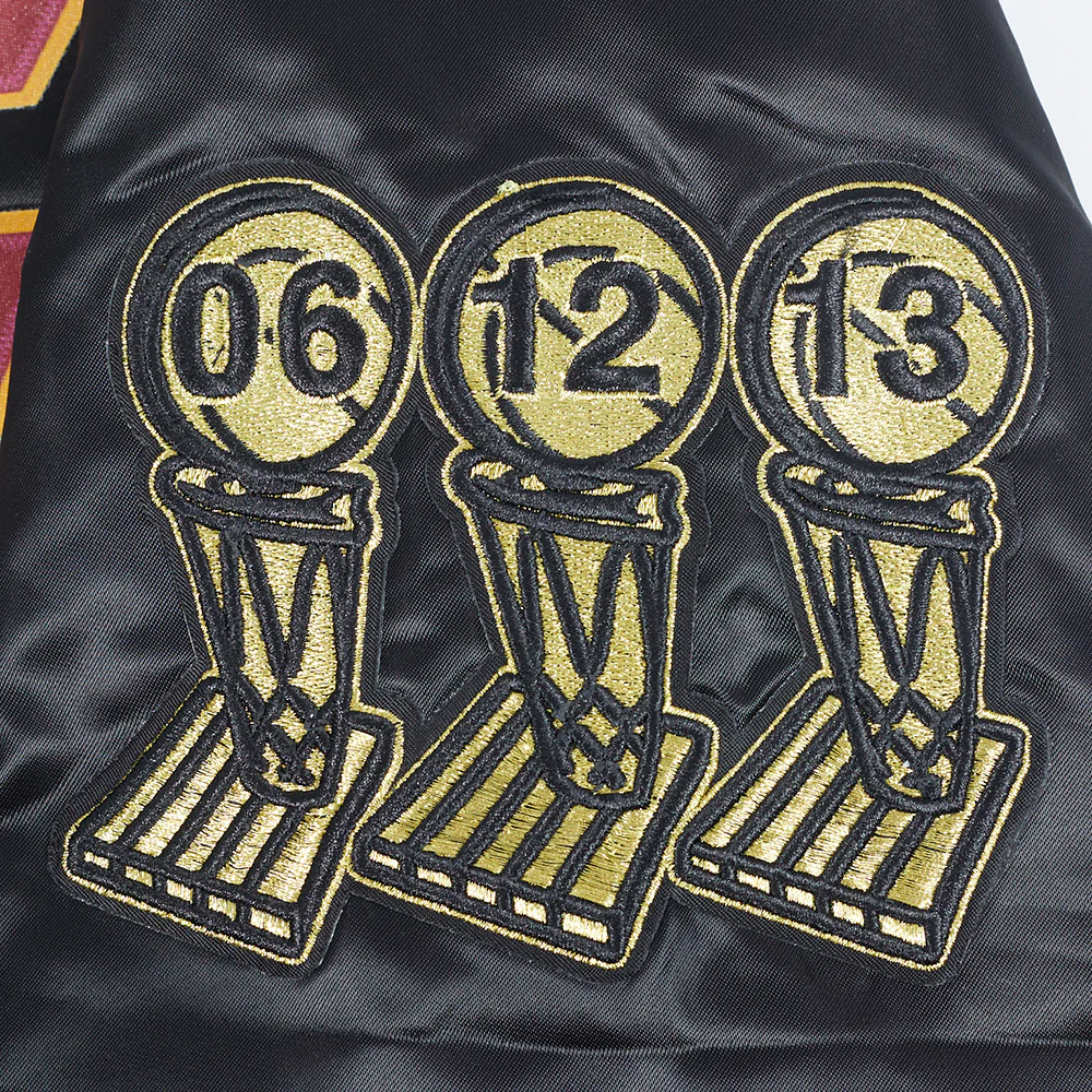 NBA MIAMI HEAT BIG LOGO MEN'S SATIN JACKET (BLACK) - Image 9