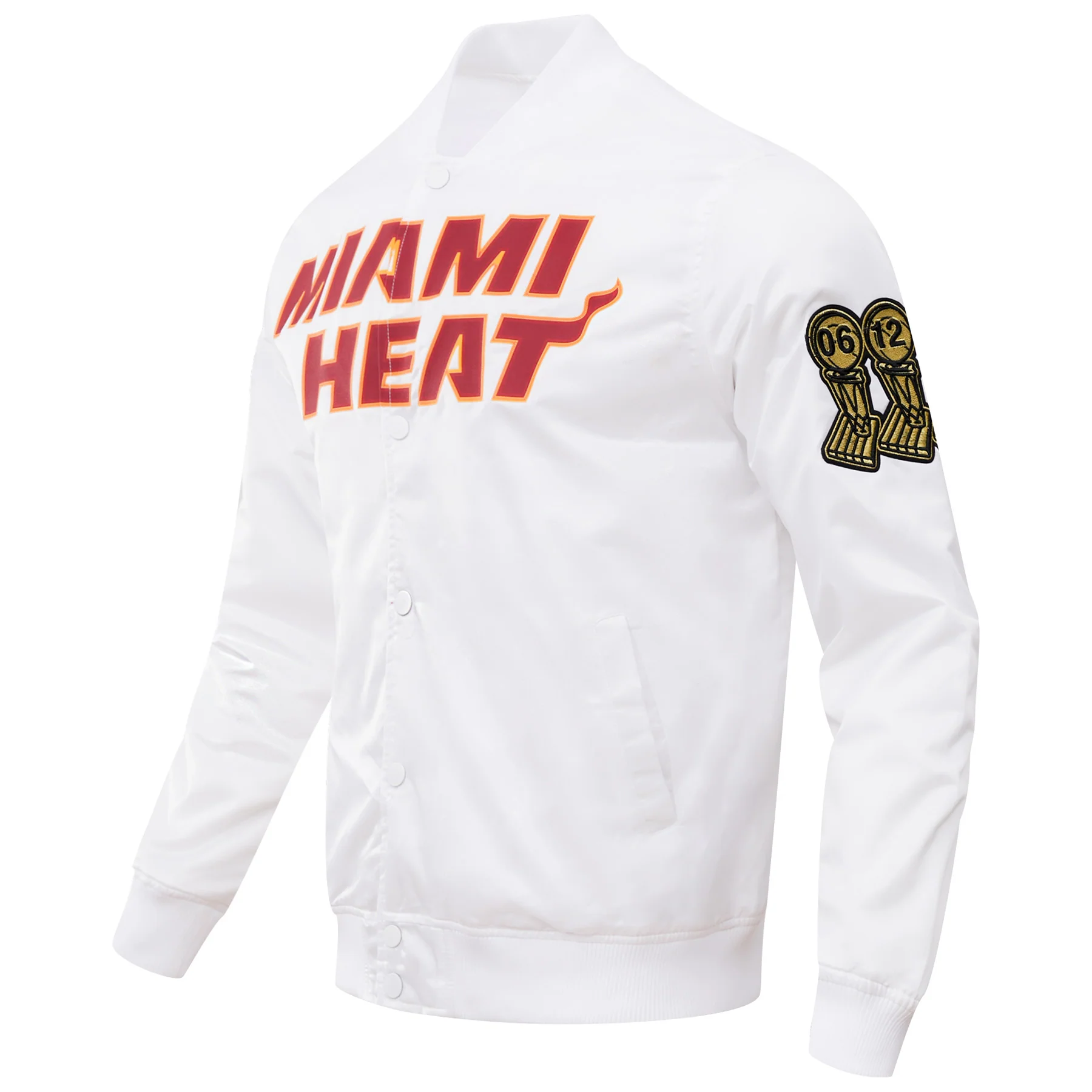 NBA MIAMI HEAT BIG LOGO MEN'S SATIN JACKET (WHITE) - Image 2