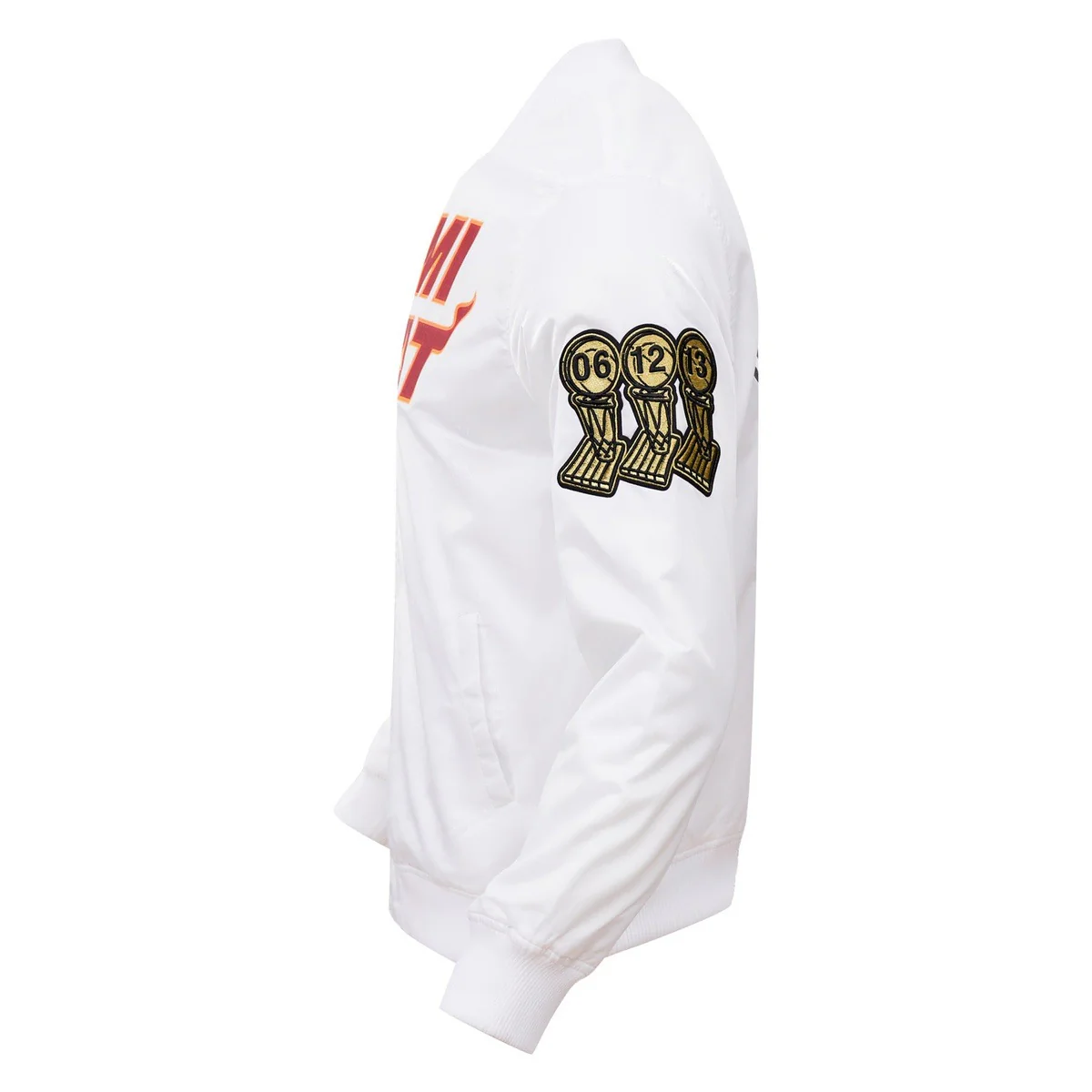NBA MIAMI HEAT BIG LOGO MEN'S SATIN JACKET (WHITE) - Image 3