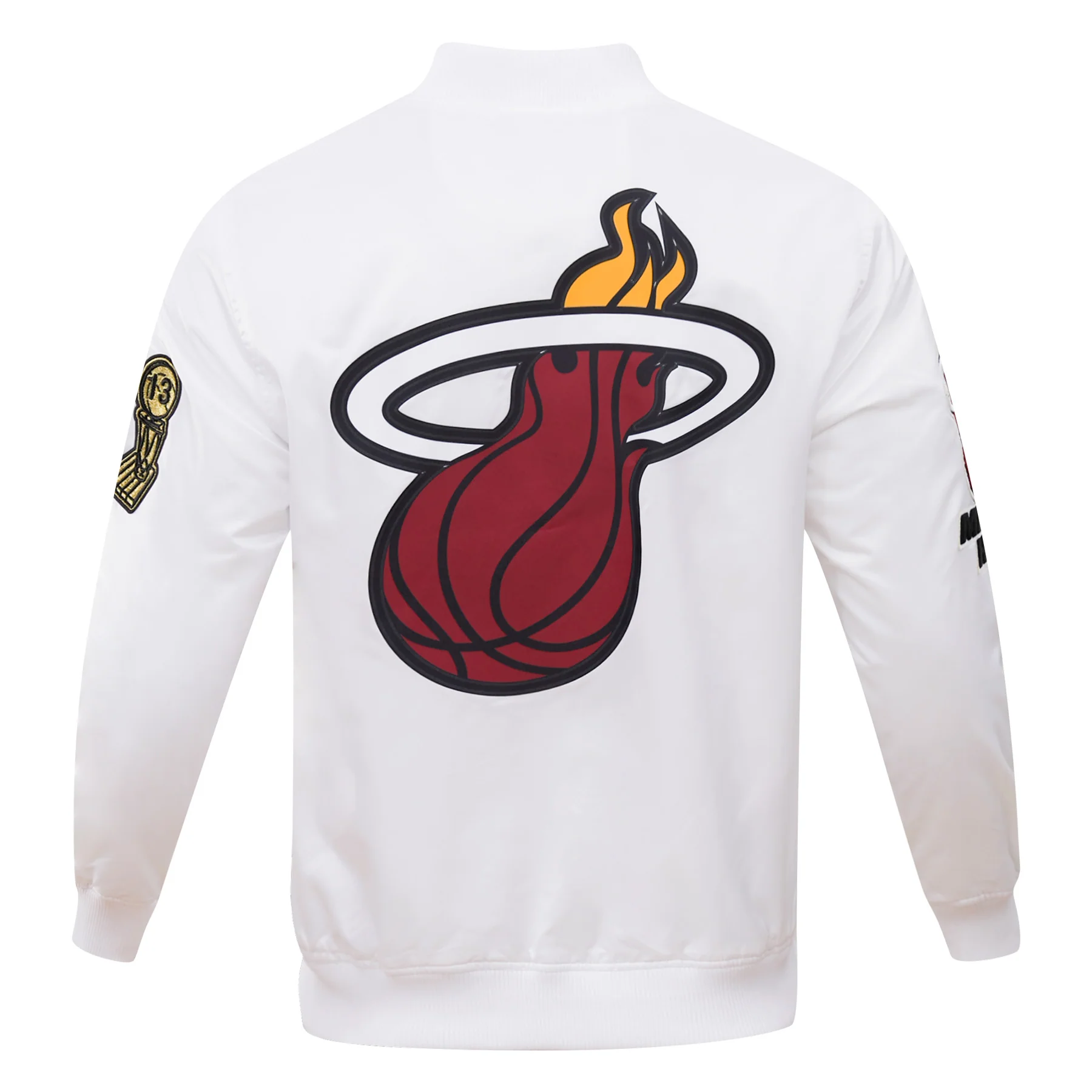 NBA MIAMI HEAT BIG LOGO MEN'S SATIN JACKET (WHITE) - Image 4