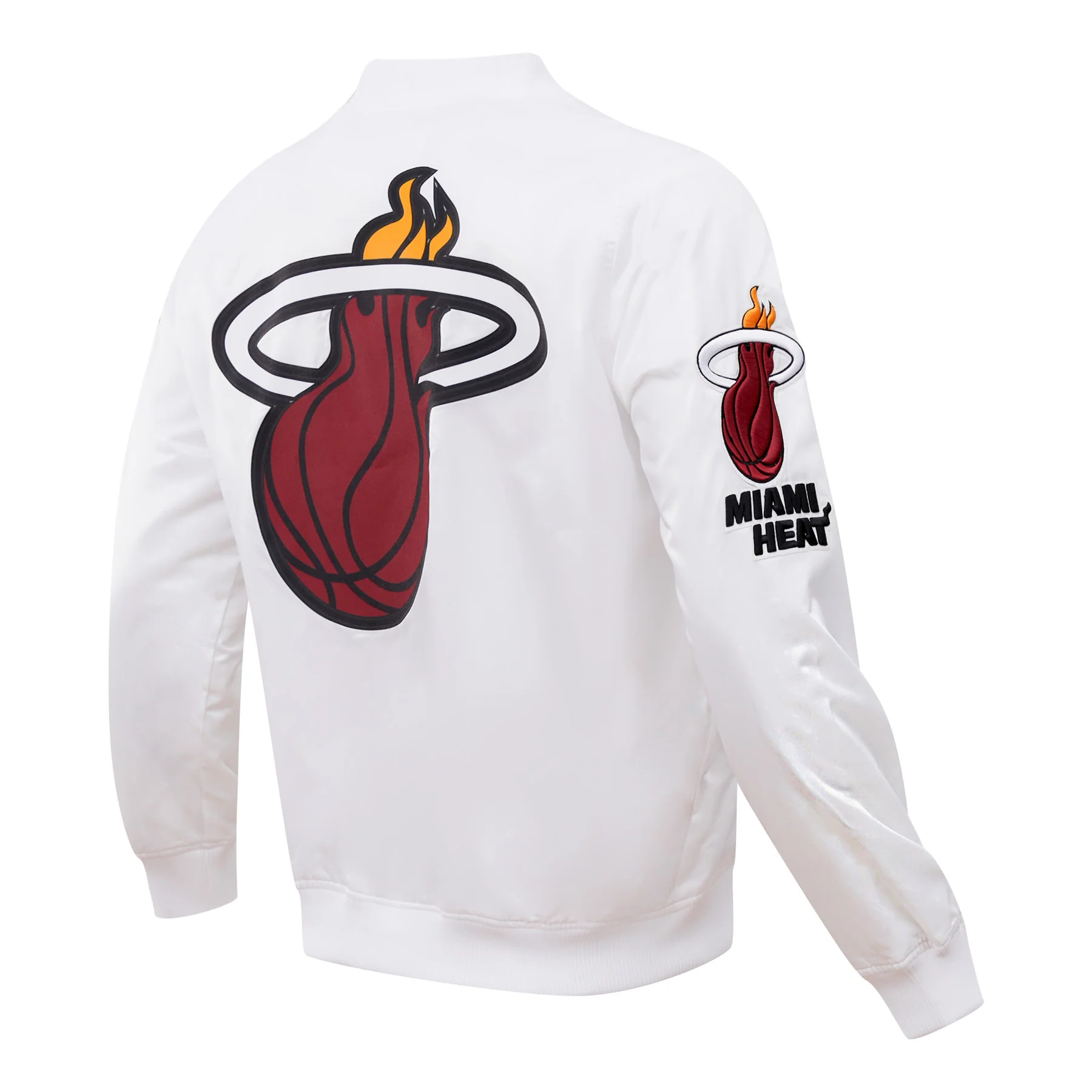 NBA MIAMI HEAT BIG LOGO MEN'S SATIN JACKET (WHITE) - Image 5