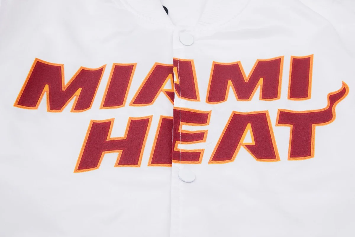 NBA MIAMI HEAT BIG LOGO MEN'S SATIN JACKET (WHITE) - Image 6