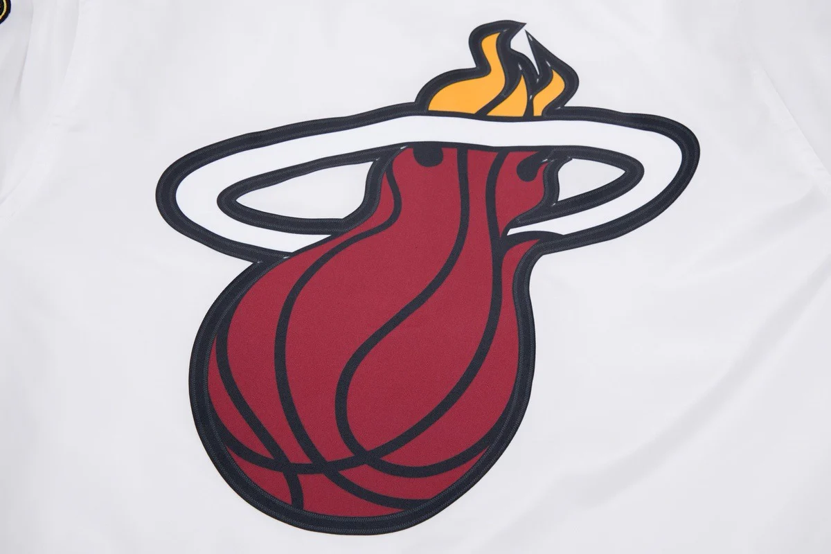 NBA MIAMI HEAT BIG LOGO MEN'S SATIN JACKET (WHITE) - Image 9