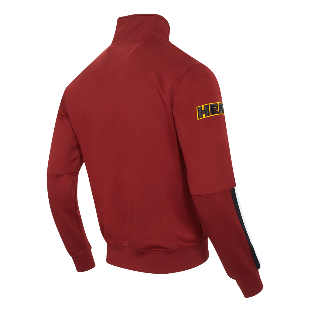 NBA MIAMI HEAT CLASSIC MEN'S DOUBLE KNIT TRACK JACKET (CARDINAL RED/BLACK) - Image 4