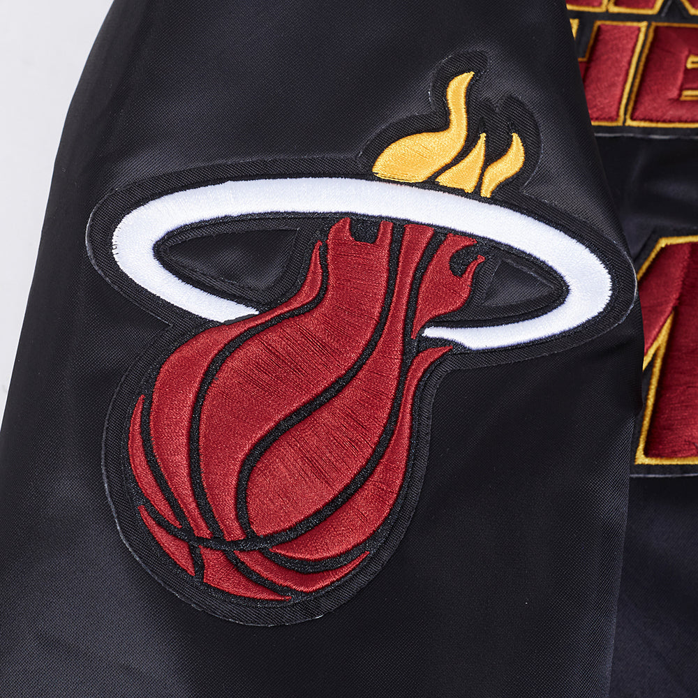 NBA MIAMI HEAT RETRO CLASSIC MEN'S RIB SATIN JACKET (BLACK) - Image 8
