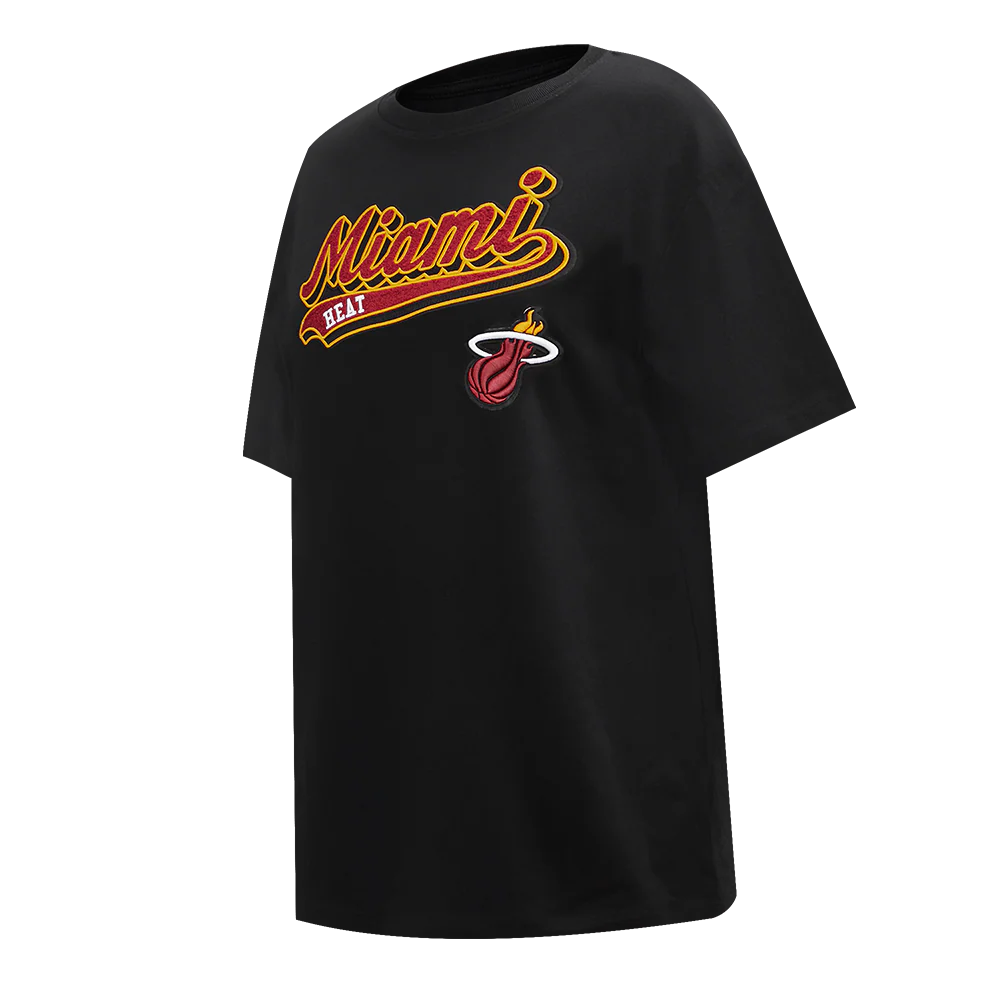 NBA MIAMI HEAT SCRIPT TAIL WOMEN'S BOYFRIEND TEE (BLACK) - Image 2