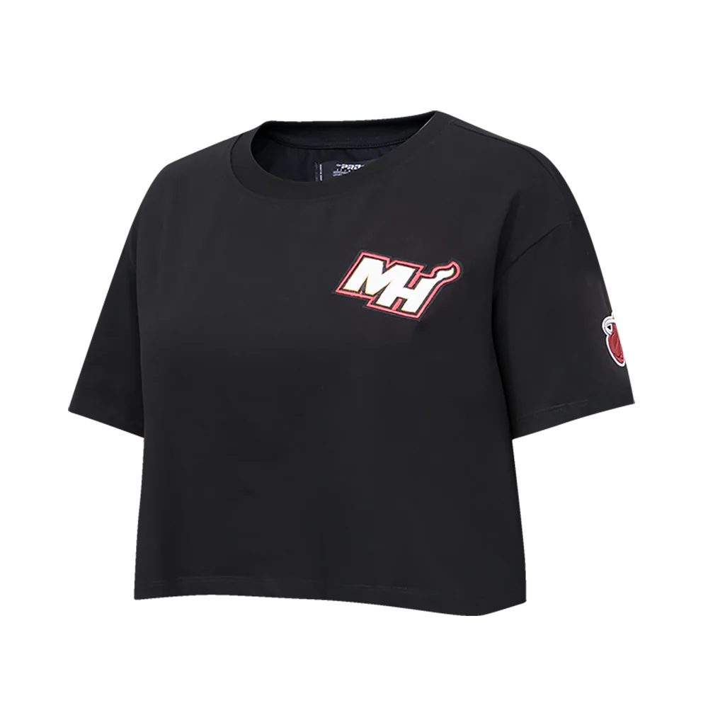 NBA MIAMI HEAT CLASSIC WOMEN'S BOXY TEE (BLACK) - Image 2