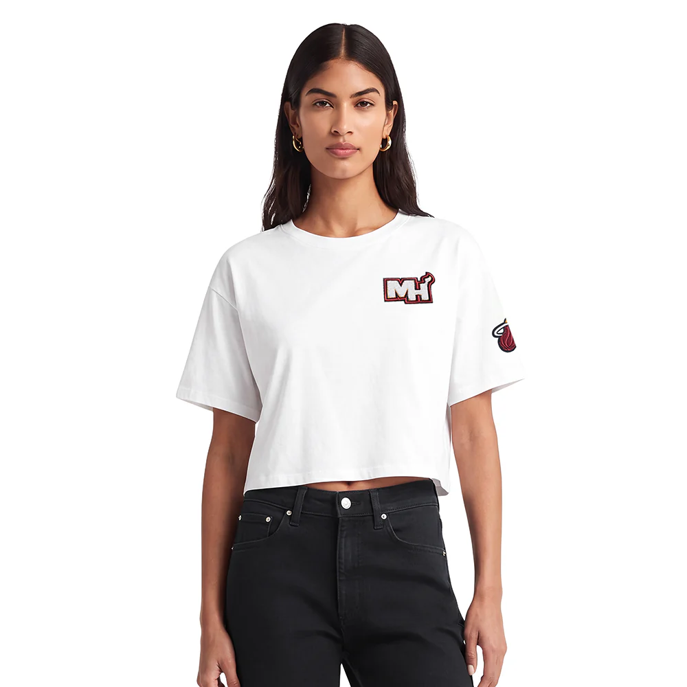 NBA MIAMI HEAT CLASSIC WOMEN'S BOXY TEE (WHITE)