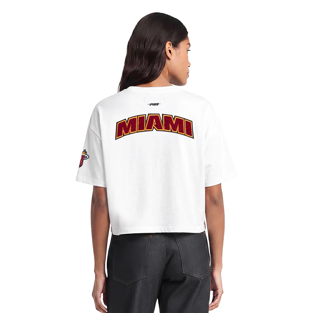 NBA MIAMI HEAT CLASSIC WOMEN'S BOXY TEE (WHITE) - Image 2