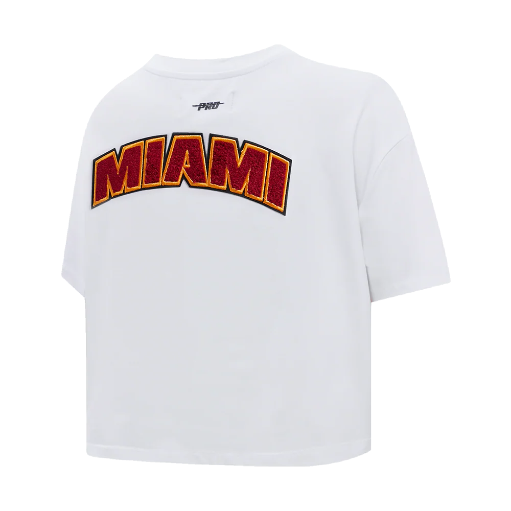 NBA MIAMI HEAT CLASSIC WOMEN'S BOXY TEE (WHITE) - Image 5