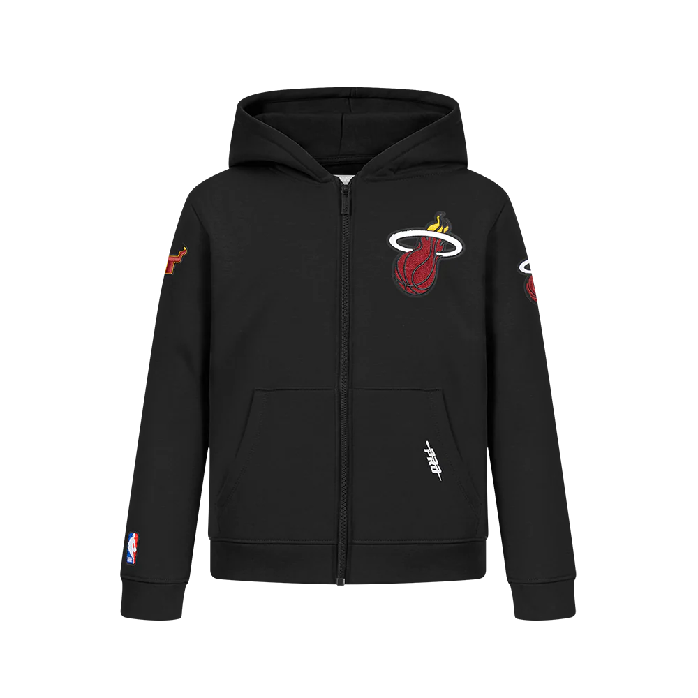 NBA MIAMI HEAT CLASSIC BIG BOY'S FLC FZ PO HOODIE (BLACK)