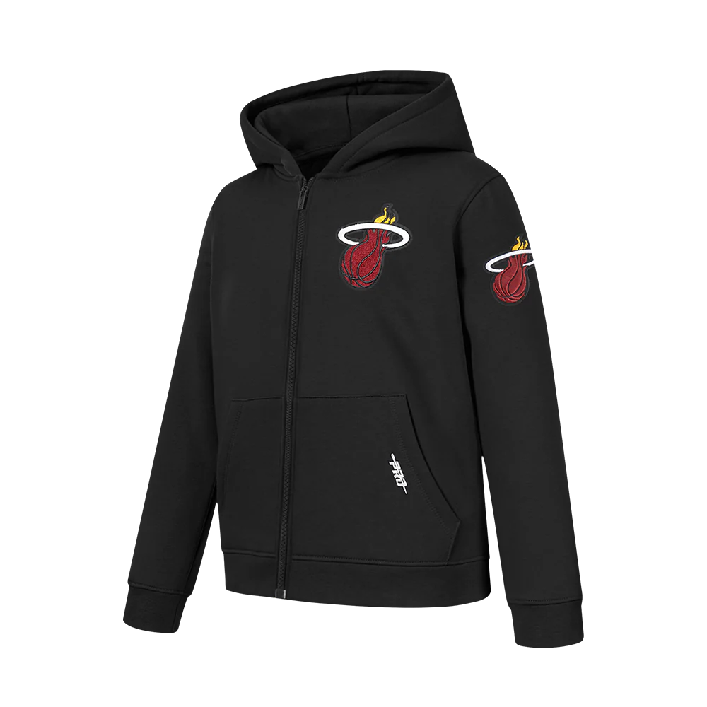 NBA MIAMI HEAT CLASSIC BIG BOY'S FLC FZ PO HOODIE (BLACK) - Image 2