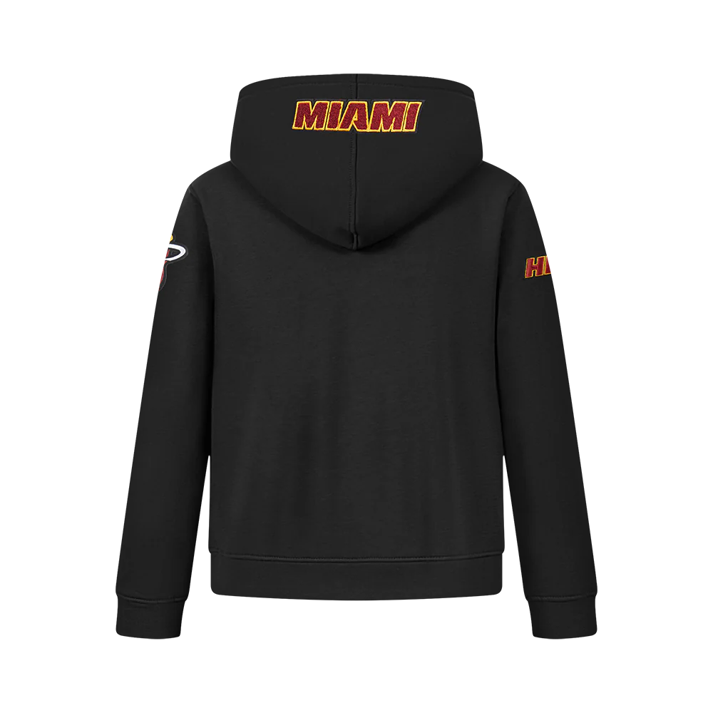 NBA MIAMI HEAT CLASSIC BIG BOY'S FLC FZ PO HOODIE (BLACK) - Image 3