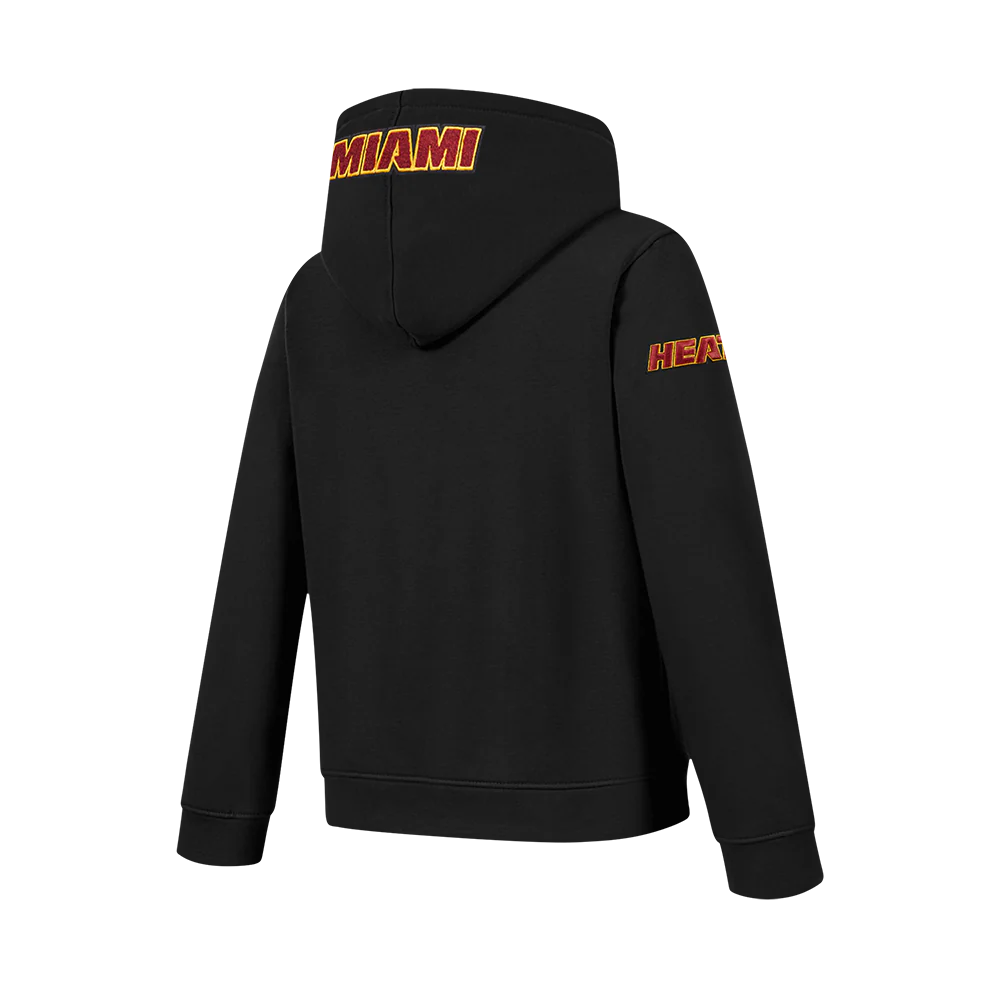 NBA MIAMI HEAT CLASSIC BIG BOY'S FLC FZ PO HOODIE (BLACK) - Image 4