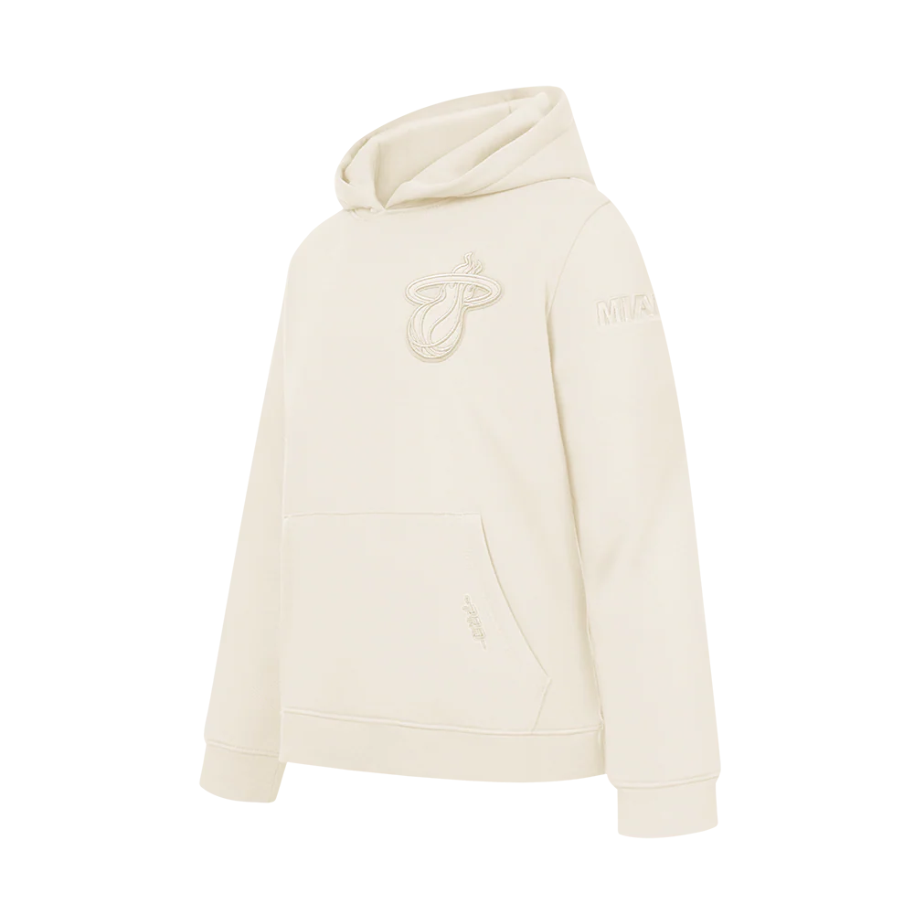 NBA MIAMI HEAT NEUTRAL BIG BOYS FLEECE PULLOVER HOODIE (EGGSHELL) - Image 2