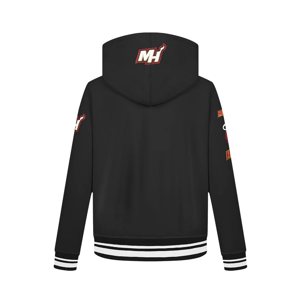 NBA MIAMI HEAT RETRO CLASSIC BIG BOYS RIB FLEECE PULLOVER HOODIE (BLACK) - Image 3