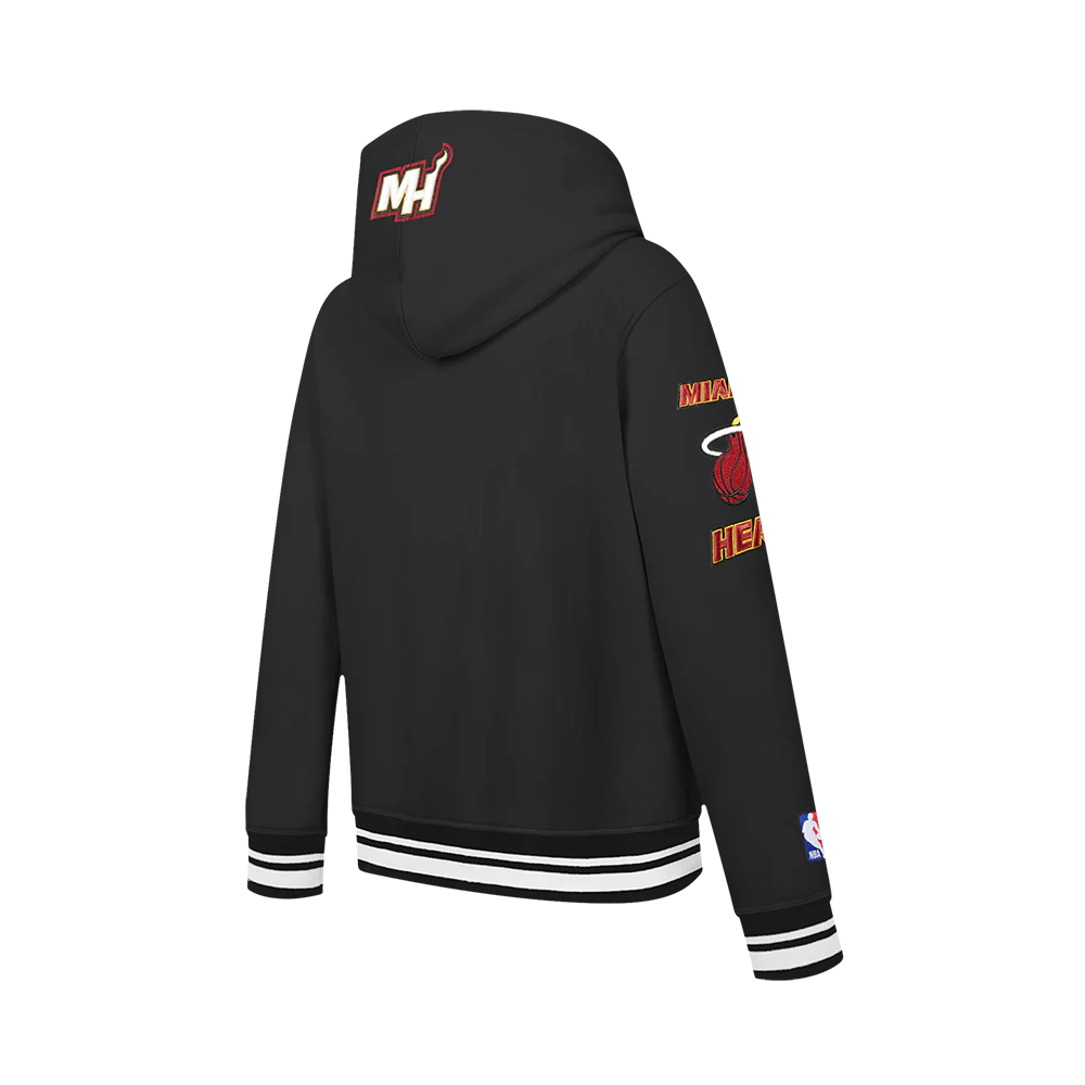 NBA MIAMI HEAT RETRO CLASSIC BIG BOYS RIB FLEECE PULLOVER HOODIE (BLACK) - Image 4