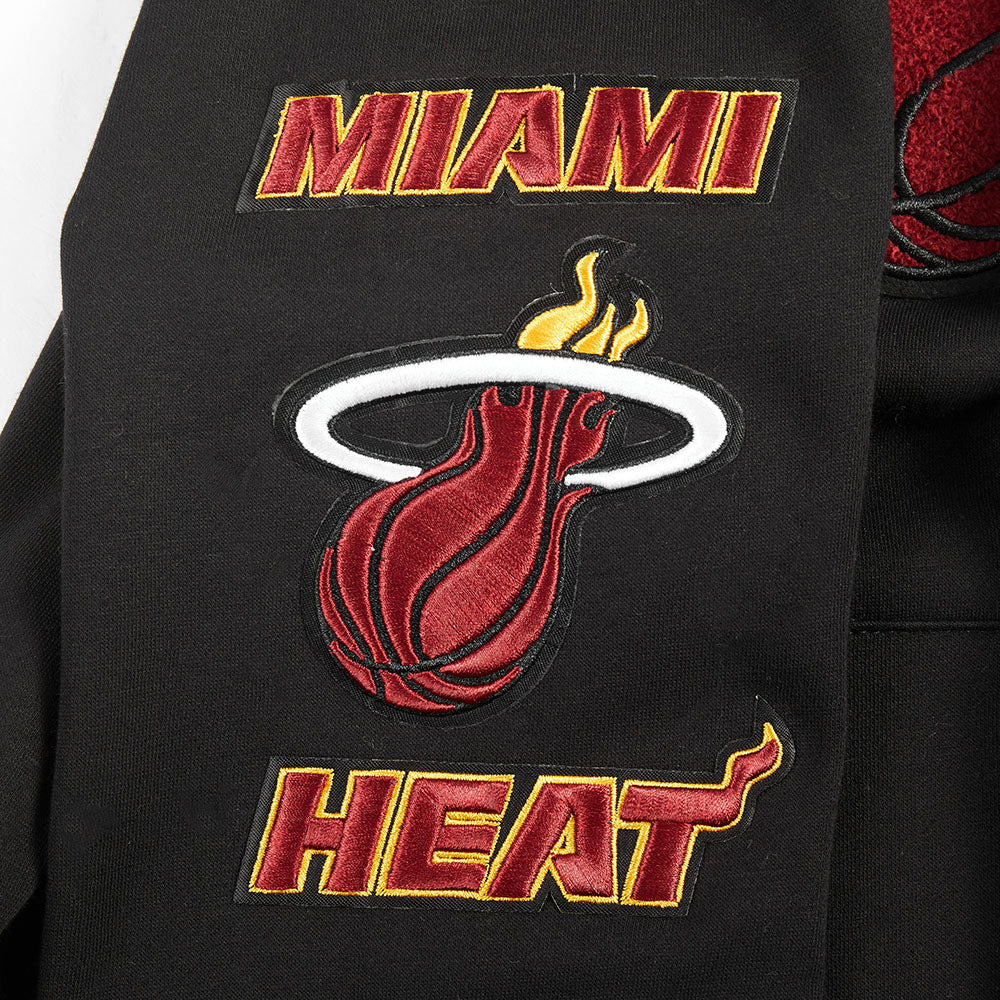 NBA MIAMI HEAT RETRO CLASSIC BIG BOYS RIB FLEECE PULLOVER HOODIE (BLACK) - Image 7