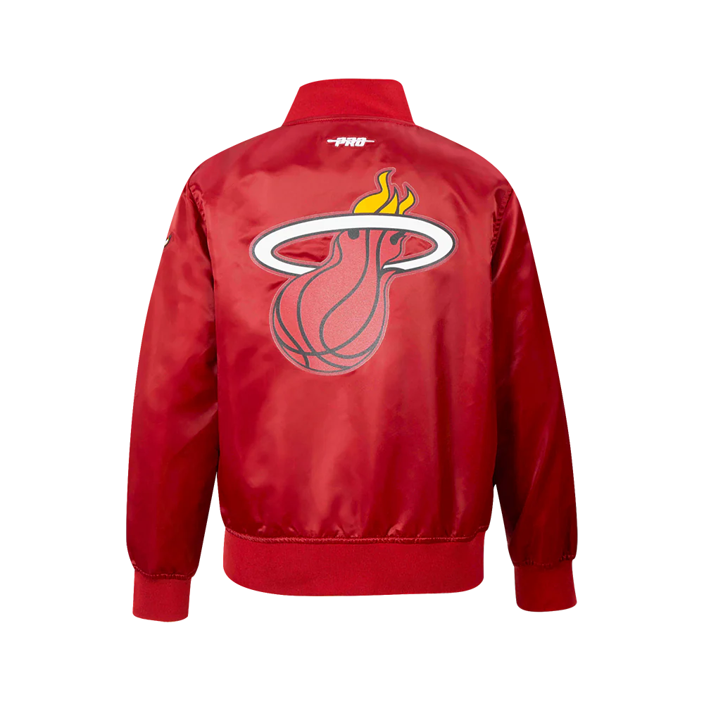 NBA MIAMI HEAT CLASSIC BIG BOYS SATIN JACKET (CARDINAL RED) - Image 2