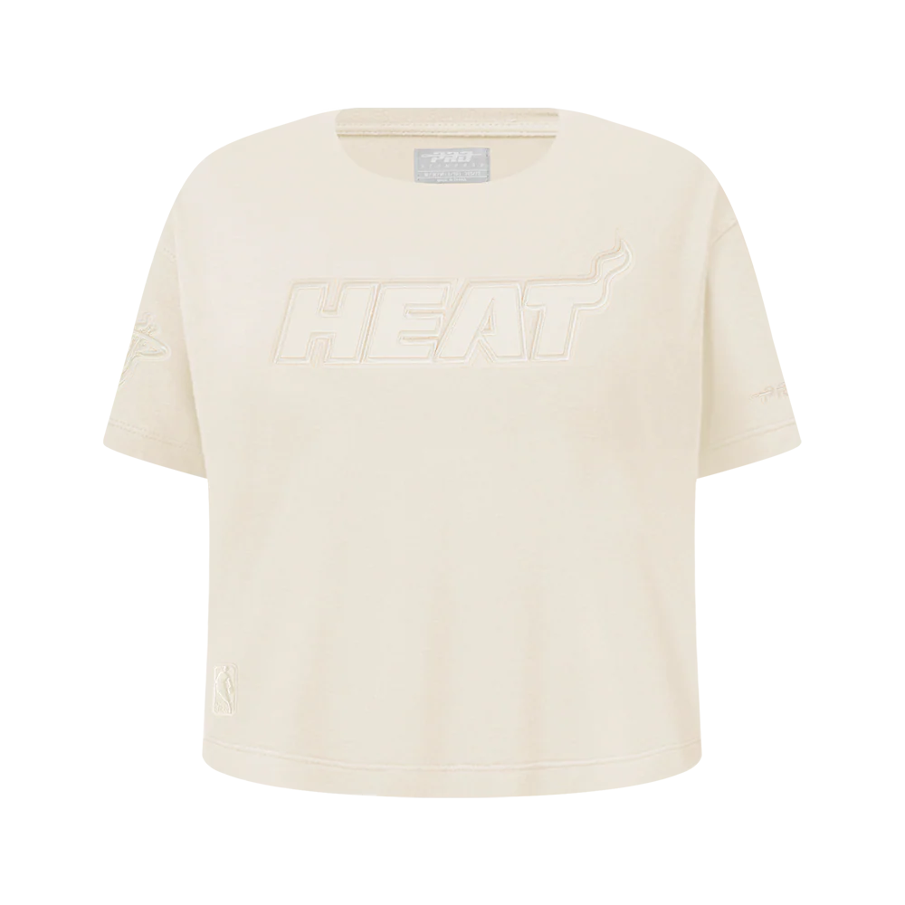 NBA MIAMI HEAT NEUTRAL BIG GIRLS SHORT SLEEVE BOXY TEE (EGGSHELL)