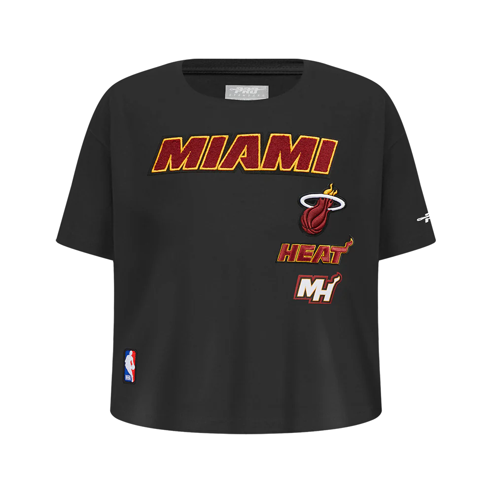 NBA MIAMI HEAT RETRO CLASSIC SINGLE JERSEYBIG GIRLS SINGLE JERSEY BOXY TEE (BLACK)