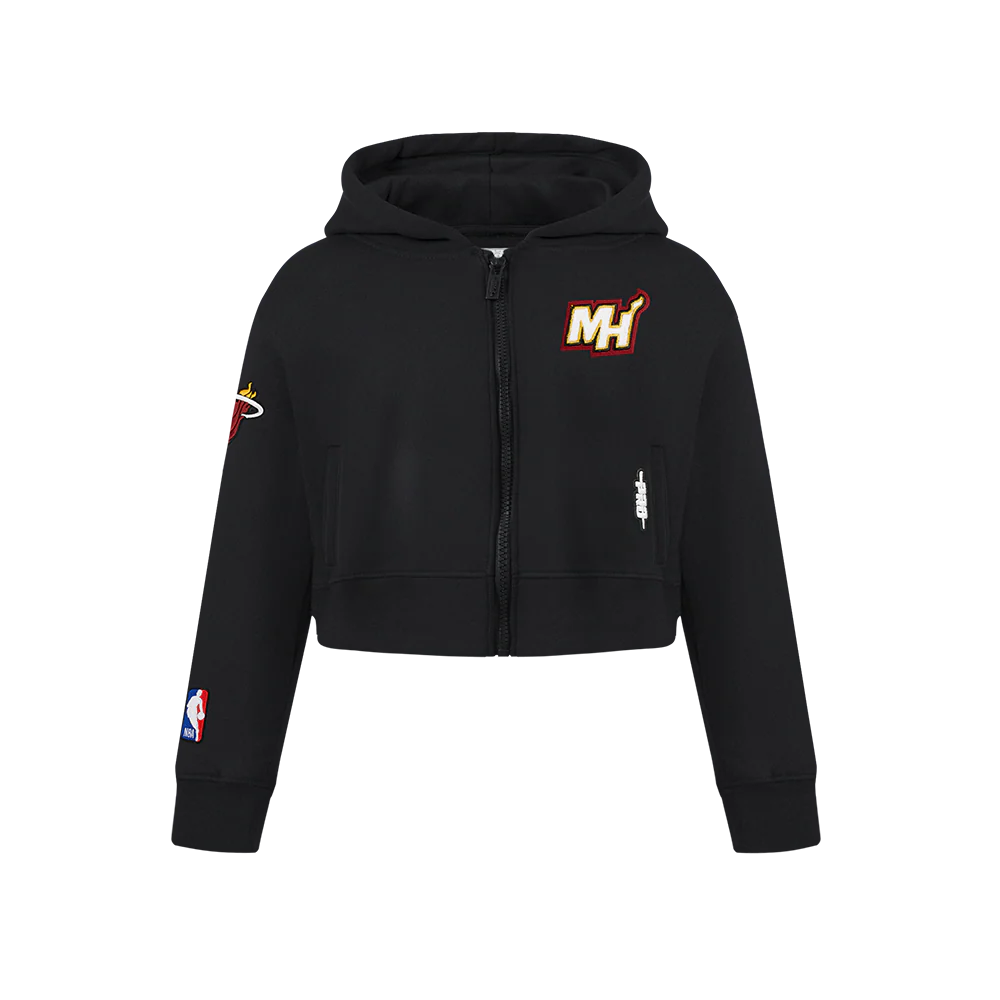 NBA MIAMI HEAT CLASSIC BIG GIRLS  FLEECE FULL ZIP HOODIE (BLACK)