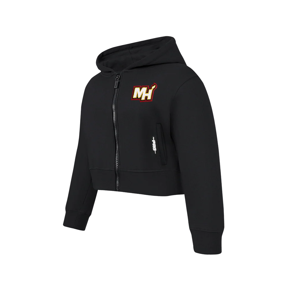 NBA MIAMI HEAT CLASSIC BIG GIRLS  FLEECE FULL ZIP HOODIE (BLACK) - Image 2
