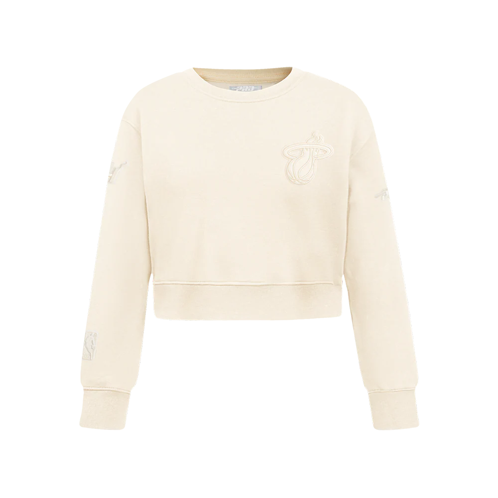 NBA MIAMI HEAT NEUTRAL BIG GIRLS  FLEECE CREWNECK (EGGSHELL)