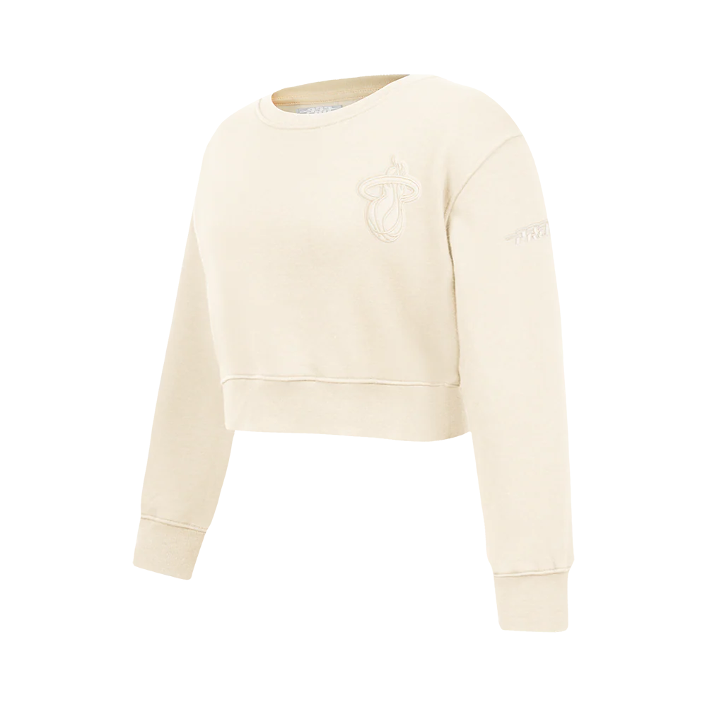 NBA MIAMI HEAT NEUTRAL BIG GIRLS  FLEECE CREWNECK (EGGSHELL) - Image 2