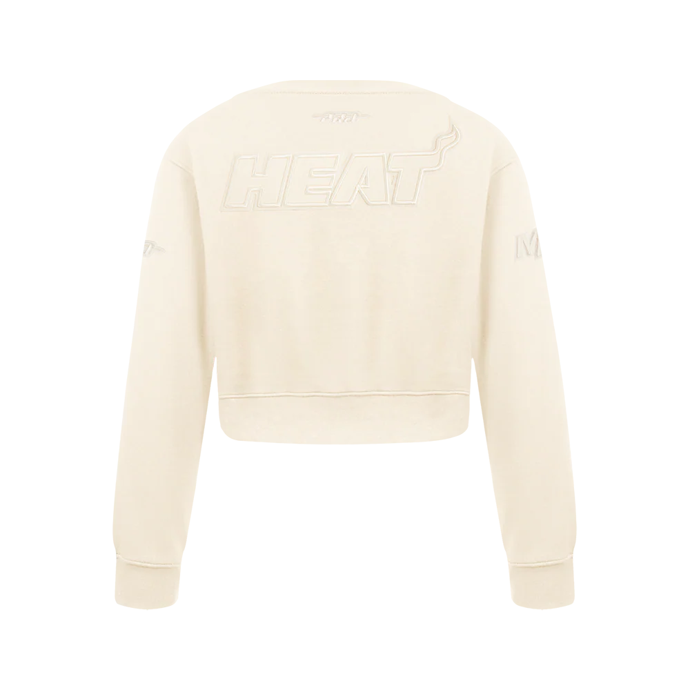 NBA MIAMI HEAT NEUTRAL BIG GIRLS  FLEECE CREWNECK (EGGSHELL) - Image 3