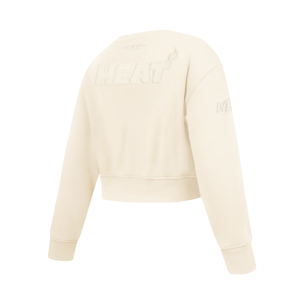 NBA MIAMI HEAT NEUTRAL BIG GIRLS  FLEECE CREWNECK (EGGSHELL) - Image 4