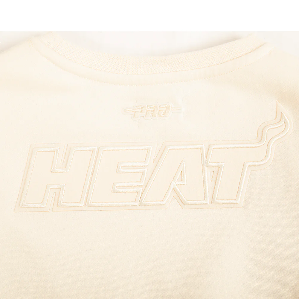NBA MIAMI HEAT NEUTRAL BIG GIRLS  FLEECE CREWNECK (EGGSHELL) - Image 5