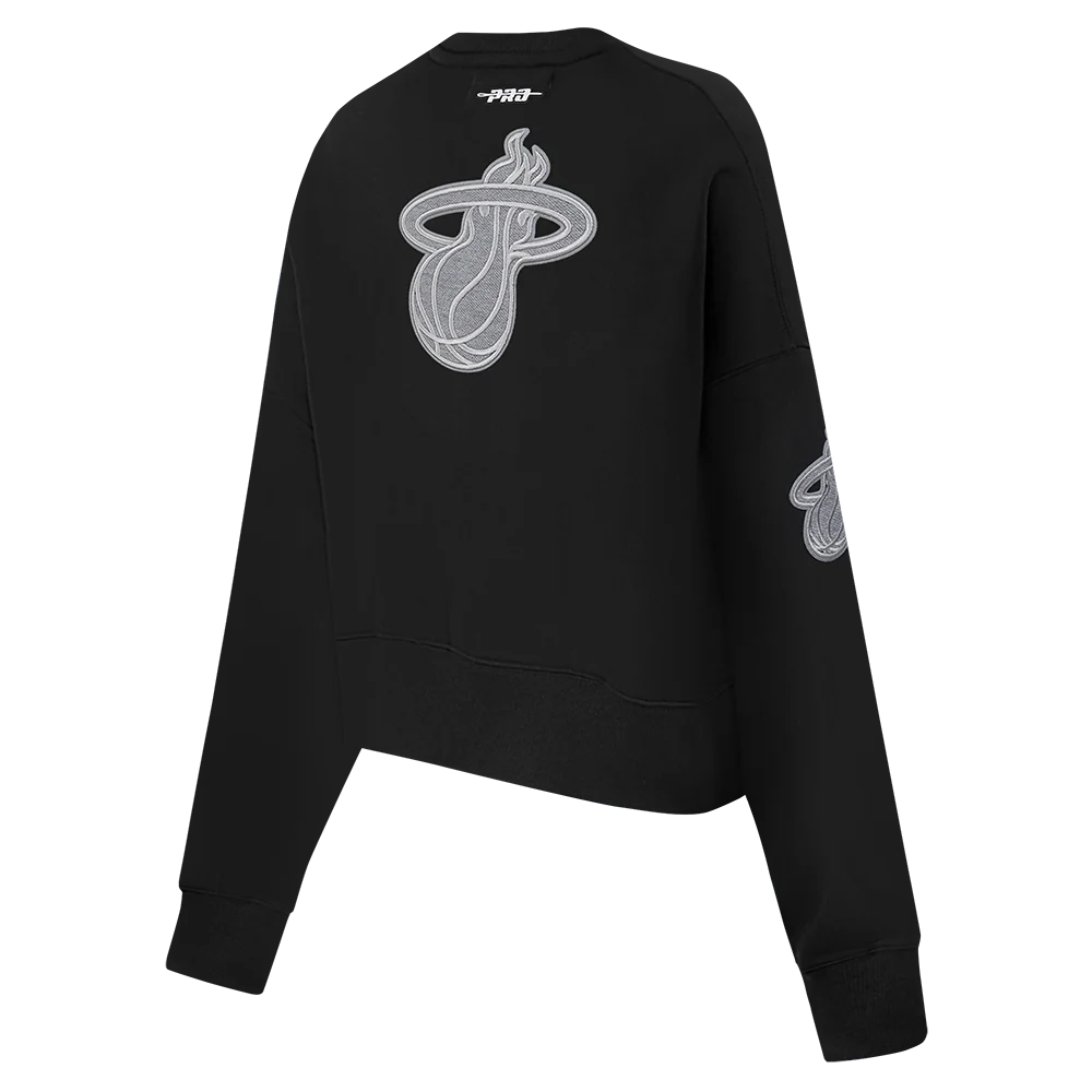 NBA MIAMI HEAT REVERSE FRENCH TERRY WOMEN'S FLEECE CREWNECK (BLACK) - Image 4