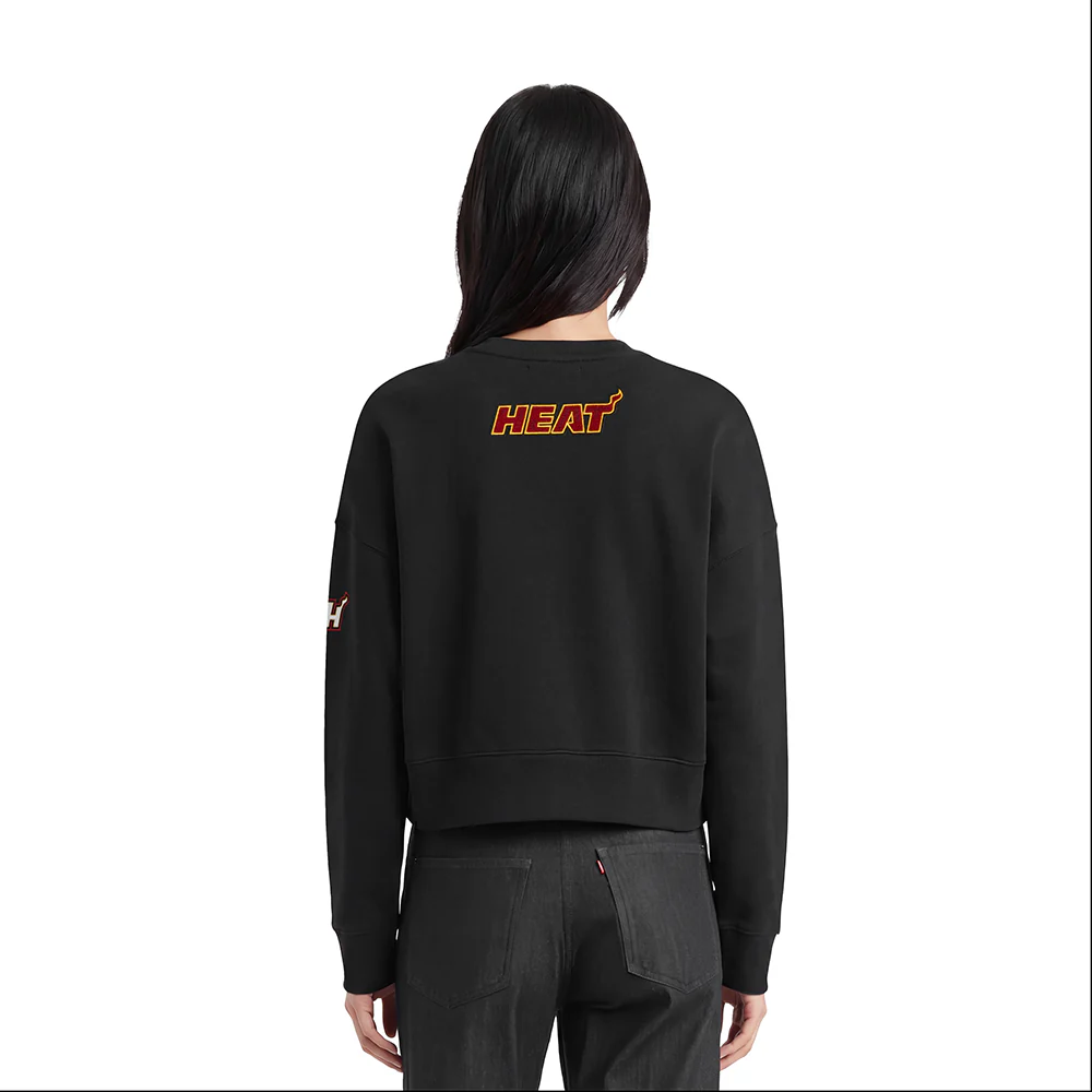 NBA MIAMI HEAT CLASSIC WOMEN'S FLEECE CREWNECK (BLACK) - Image 2