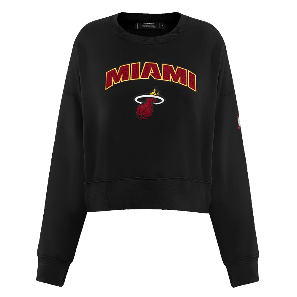 NBA MIAMI HEAT CLASSIC WOMEN'S FLEECE CREWNECK (BLACK) - Image 3