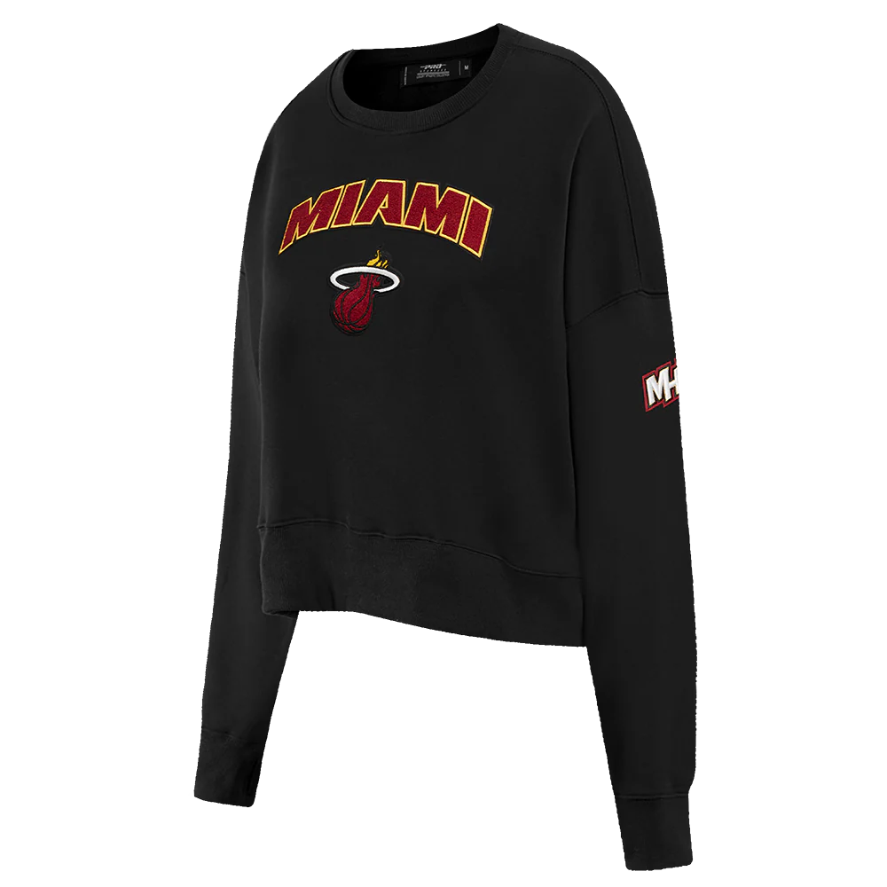NBA MIAMI HEAT CLASSIC WOMEN'S FLEECE CREWNECK (BLACK) - Image 4