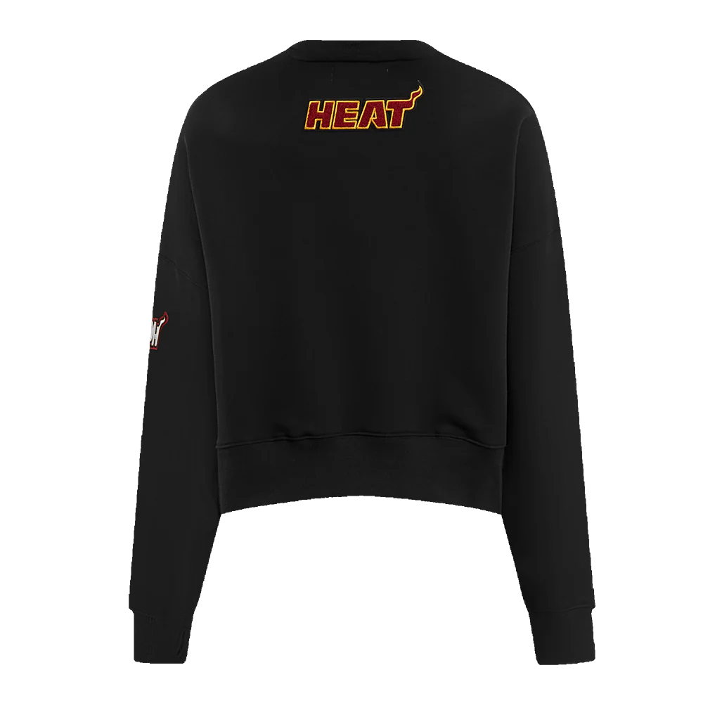 NBA MIAMI HEAT CLASSIC WOMEN'S FLEECE CREWNECK (BLACK) - Image 5