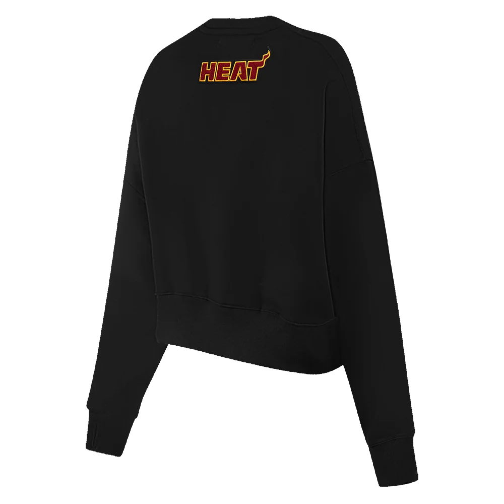 NBA MIAMI HEAT CLASSIC WOMEN'S FLEECE CREWNECK (BLACK) - Image 6
