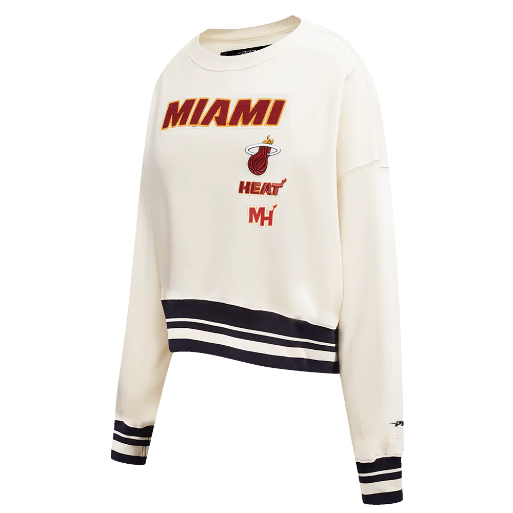 NBA MIAMI HEAT RETRO CLASSIC WOMEN'S CREWNECK (EGGSHELL/ BLACK) - Image 4