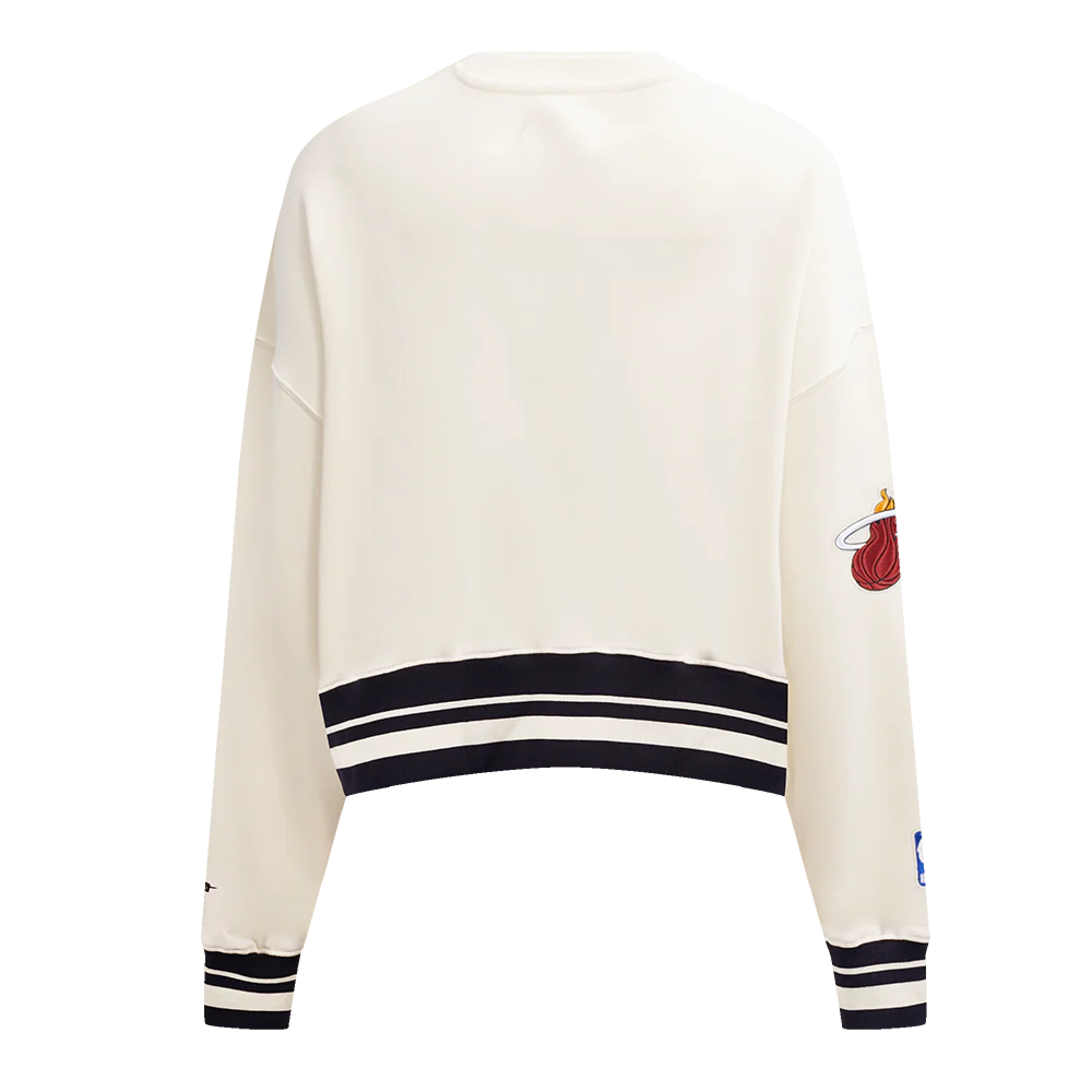 NBA MIAMI HEAT RETRO CLASSIC WOMEN'S CREWNECK (EGGSHELL/ BLACK) - Image 5