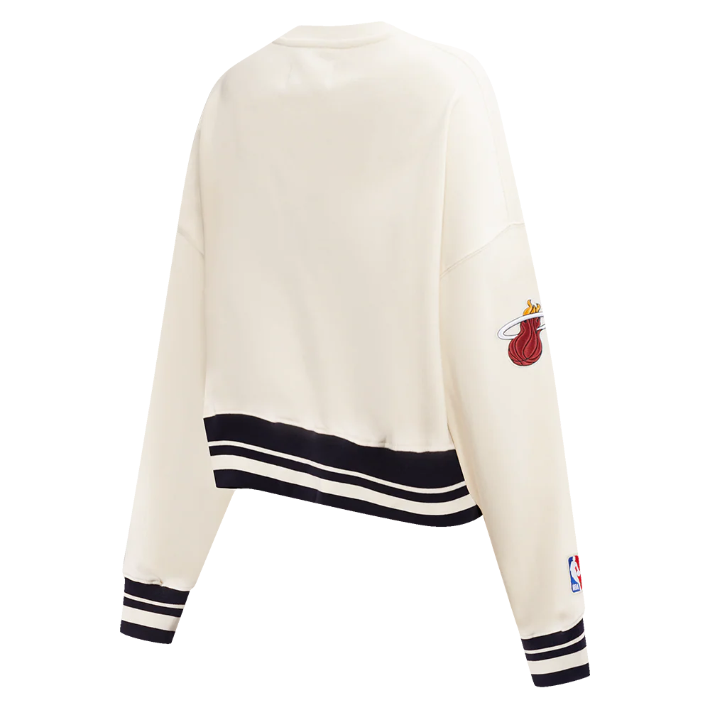 NBA MIAMI HEAT RETRO CLASSIC WOMEN'S CREWNECK (EGGSHELL/ BLACK) - Image 6