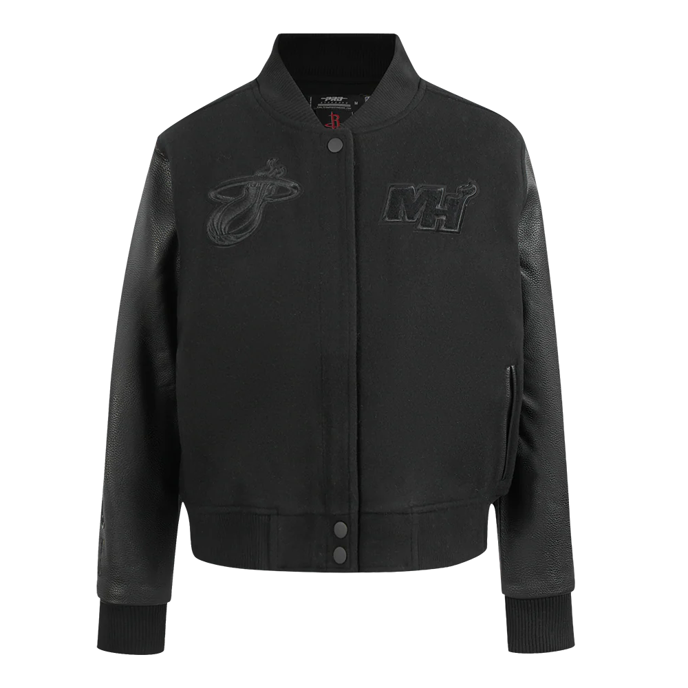 NBA MIAMI HEAT TRIPLE BLACK WOMEN'S WOOL VARSITY JACKET (TRIPLE BLACK WOMEN'S)